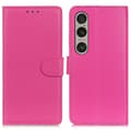 Miniatyrbild 1 av 6: Sony Xperia 1 VI Litchi Läder Fodral Rosa