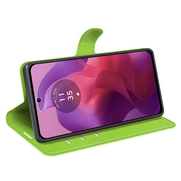 Motorola Moto G04 4G/G24 4G Fodral Litchi Läder Grön