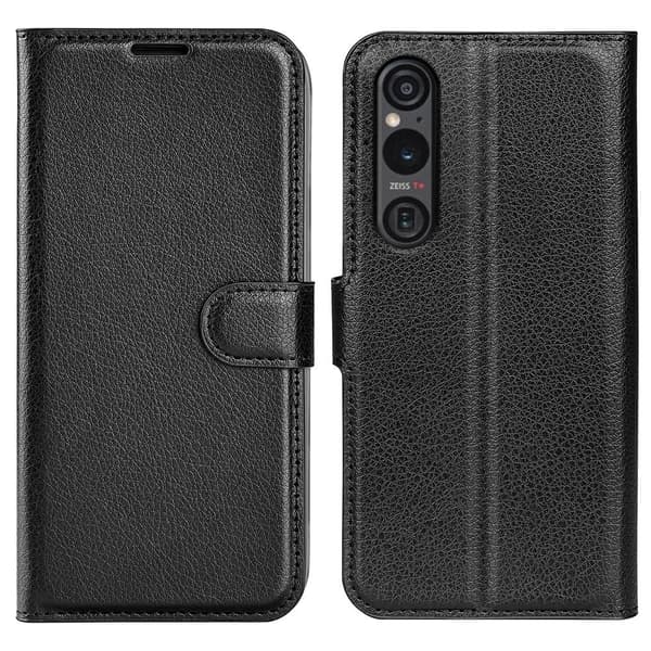 Sony Xperia 1 VI Fodral Litchi Läder Svart