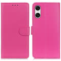Miniatyrbild 1 av 6: Sony Xperia 10 VI Litchi Läder Fodral Rosa
