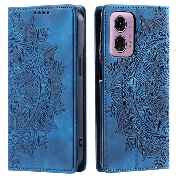 Motorola Moto G04 4G/G24 4G Fodral Filp Mandala Blå