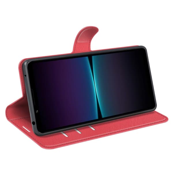 Sony Xperia 1 VI Fodral Litchi Läder Röd