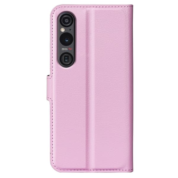 Sony Xperia 1 VI Fodral Litchi Läder Ljus Rosa