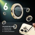 Miniatyrbild 3 av 5: NORTHJO iPhone 15 Pro/Pro Max/14 Pro/Pro Max Linsskydd Strass 2-PACK Guld