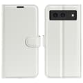 Miniatyrbild 1 av 6: Google Pixel 8A Litchi Läder Fodral Vit