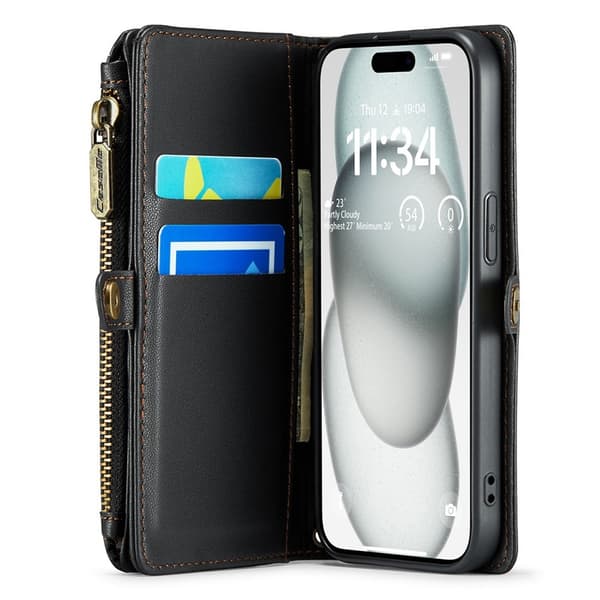 CASEME iPhone 15 Plånboksfodral Svart