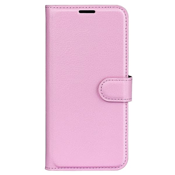 Motorola Edge 50 Pro 5G Litchi Läder Fodral Ljus Rosa