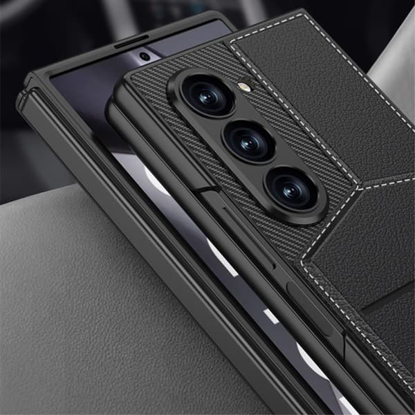 GKK Galaxy Z Fold 6 Skal Med Korthållare Läder Svart