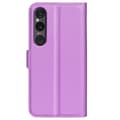 Miniatyrbild 6 av 6: Sony Xperia 1 VI Fodral Litchi Läder Lila