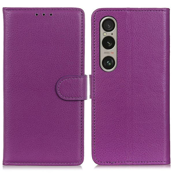 Sony Xperia 1 VI Litchi Läder Fodral Lila