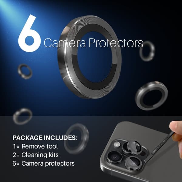 NORTHJO iPhone 14 Pro/Pro Max/15 Pro/Pro Max Linsskydd 2-PACK Svart