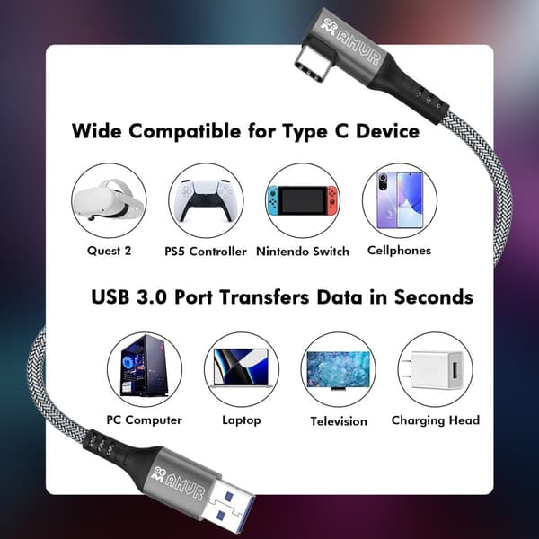 AMVR 5m 60W Link Kabel till VR Headset USB-C Grå