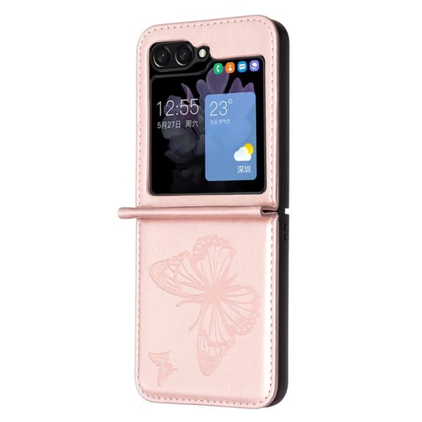Galaxy Z Flip 6 Skal Fjäril Textur Rosa