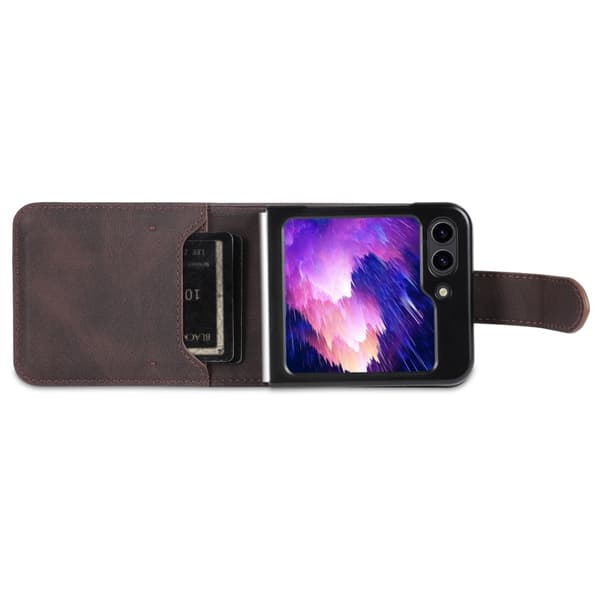 AZNS Galaxy Z Flip 6 Fodral Läder Brun