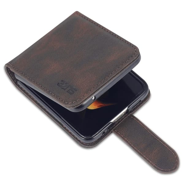 AZNS Galaxy Z Flip 6 Fodral Läder Brun