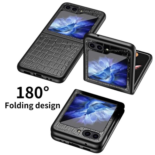 Galaxy Z Flip 6 Skal Krokodil Textur Läder Svart