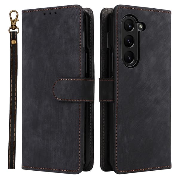 Galaxy Z Fold 6 Fodral RFID Läder Svart
