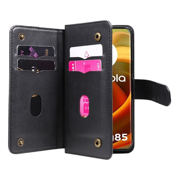 SKALO Motorola Moto G85 5G 10-FACK Plånboksfodral - Svart