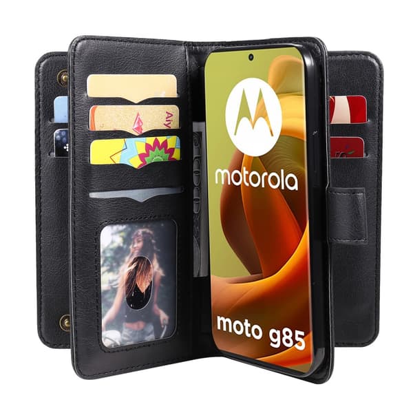 SKALO Motorola Moto G85 5G 10-FACK Plånboksfodral - Svart