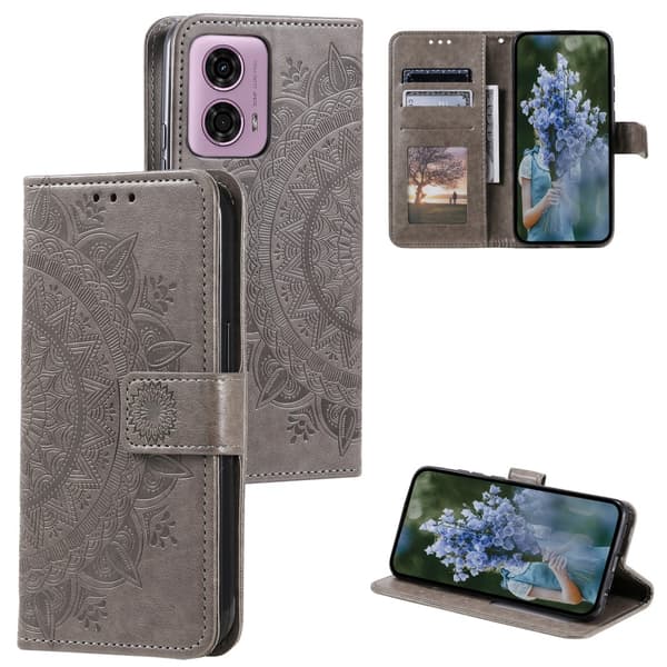 SKALO Motorola Moto G85 5G Mandala lompakkokotelo - Harmaa