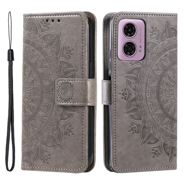SKALO Motorola Moto G85 5G Mandala lompakkokotelo - Harmaa
