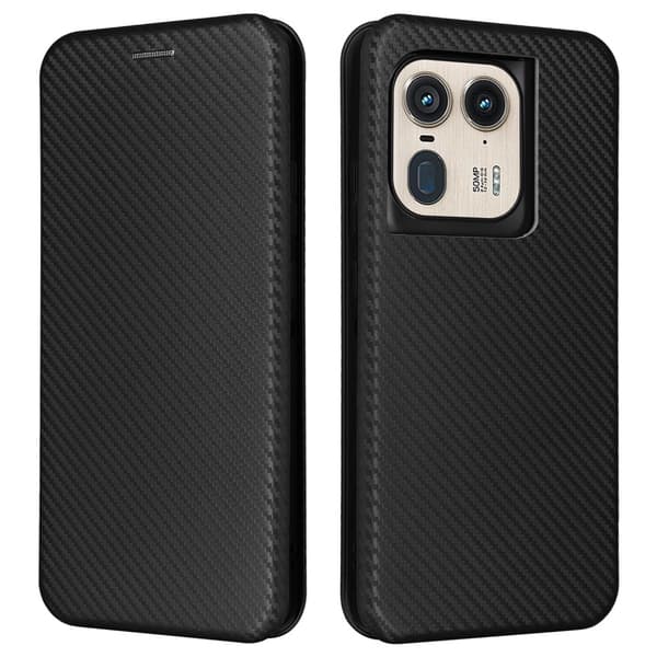 SKALO Motorola Edge 50 Ultra Carbon Fiber Pungetui - Sort