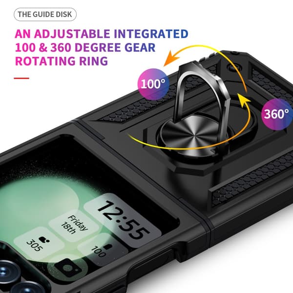 SKALO Samsung Z Flip6 Armor Hybridi metallirengas kuori - Musta
