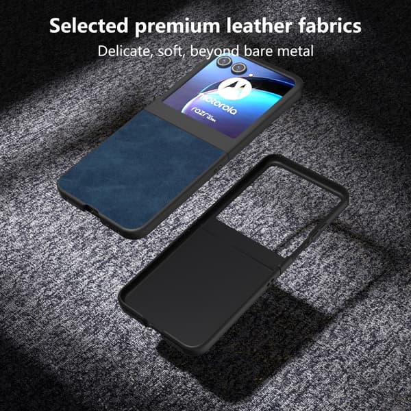 SKALO Motorola Razr 50 5G ABEEL PU læder Fold Cover - Blå
