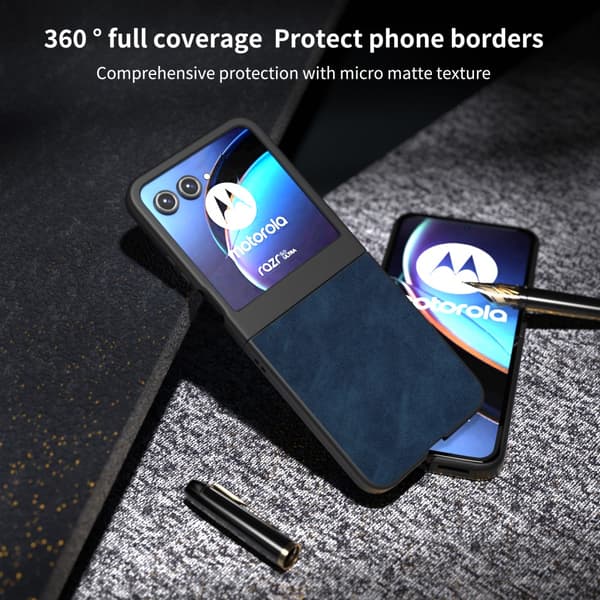 SKALO Motorola Razr 50 5G ABEEL PU læder Fold Cover - Blå