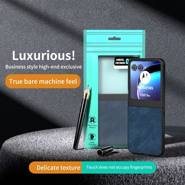 SKALO Motorola Razr 50 5G ABEEL PU læder Fold Cover - Blå