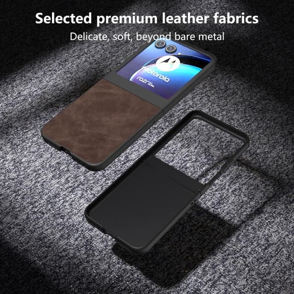 SKALO Motorola Razr 50 5G ABEEL PU-Läder Fold Skal - Brun