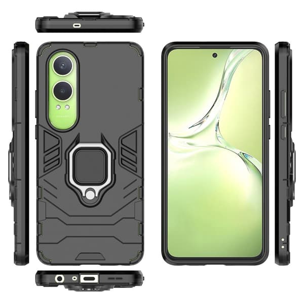 SKALO OnePlus Nord CE4 Lite 5G Armor Hybrid metal ring cover - Sort