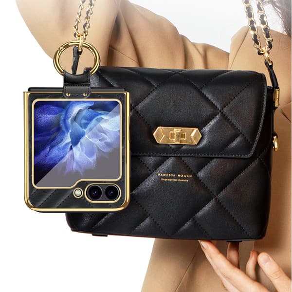 Samsung Z Flip6 SKALO Gold Edge Ring Cover Sort