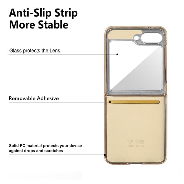 Samsung Z Flip6 SKALO Gold Edge Ring Cover Sort