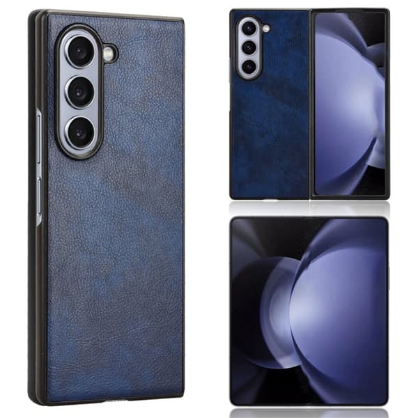 SKALO Samsung Z Fold6 PU-læder Cover - Blå