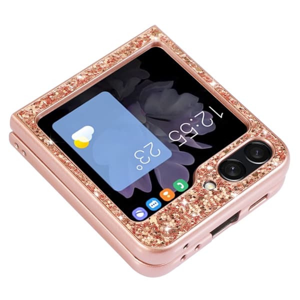 SKALO Samsung Z Flip6 Glitter TPU Skal - Roséguld