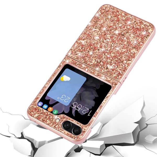 SKALO Samsung Z Flip6 Glitter TPU Skal - Roséguld