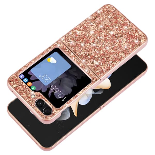 SKALO Samsung Z Flip6 Glitter TPU Skal - Roséguld