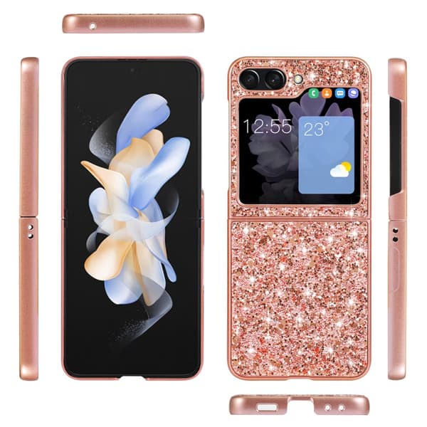 SKALO Samsung Z Flip6 Glitter TPU Skal - Roséguld