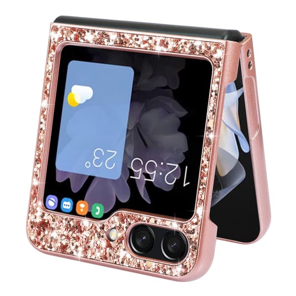 SKALO Samsung Z Flip6 Glitter TPU Skal - Roséguld
