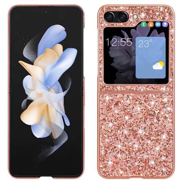 SKALO Samsung Z Flip6 Glitter TPU Skal - Roséguld