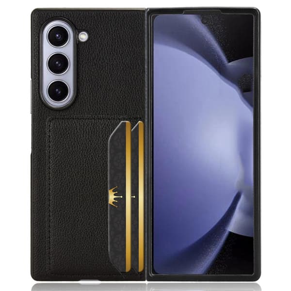SKALO Samsung Z Fold6 PU-nahkainen Korttikotelo - Musta
