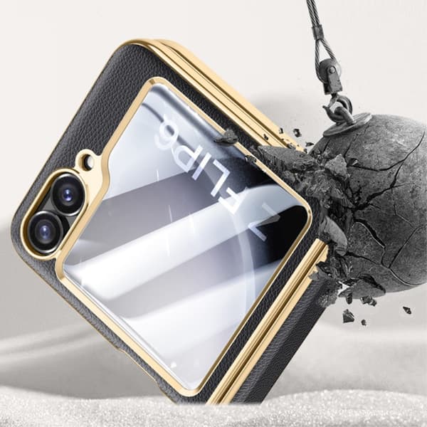 Samsung Z Flip6 SKALO Gold Edge Suojakurori - Musta