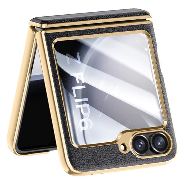 Samsung Z Flip6 SKALO Gold Edge Suojakurori - Musta