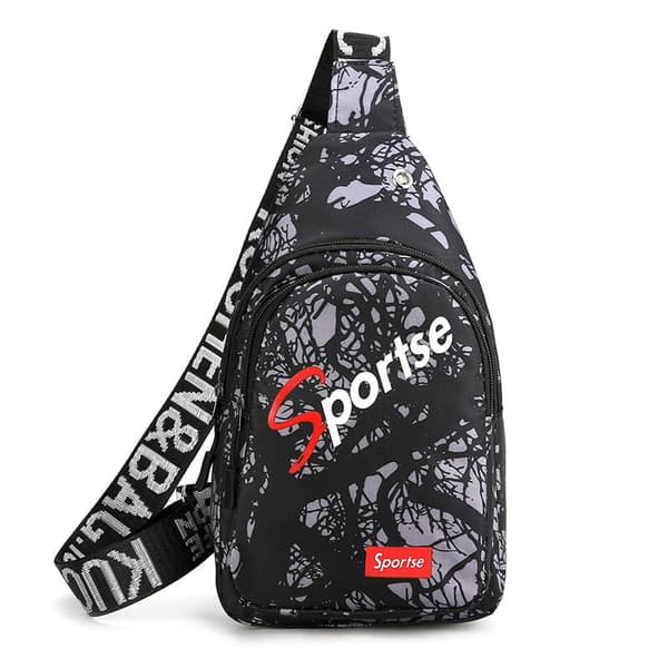 INF Herre Sling Bag, Letvægts Brysttaske med Hovedtelefonhul
