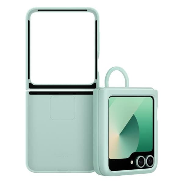 Originalfodral till Samsung Galaxy Z Flip 6 med smal silikonring Samsung blekgrön