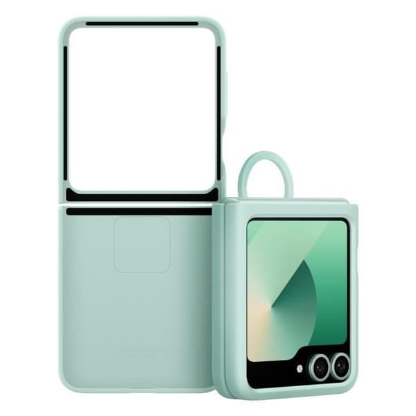 Originalfodral till Samsung Galaxy Z Flip 6 med smal silikonring Samsung blekgrön