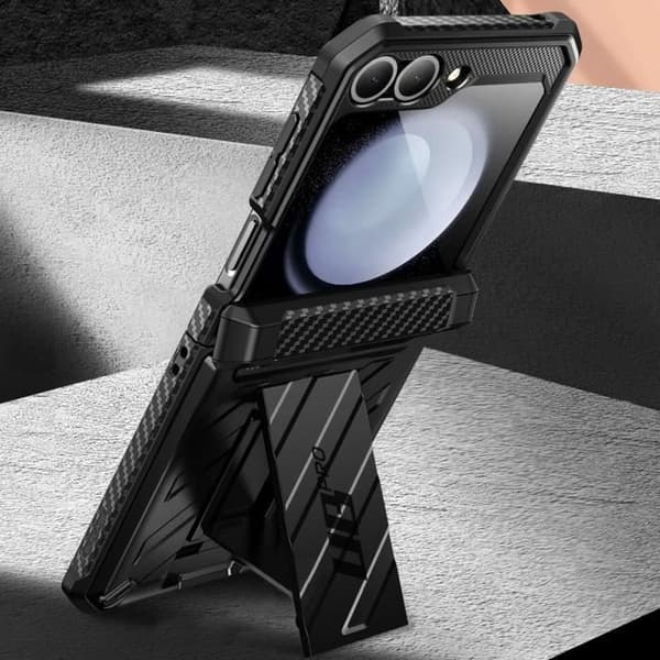 Samsung Z Flip 6 Stötsäkert komplett fodral med stöd för stödstöd Svart