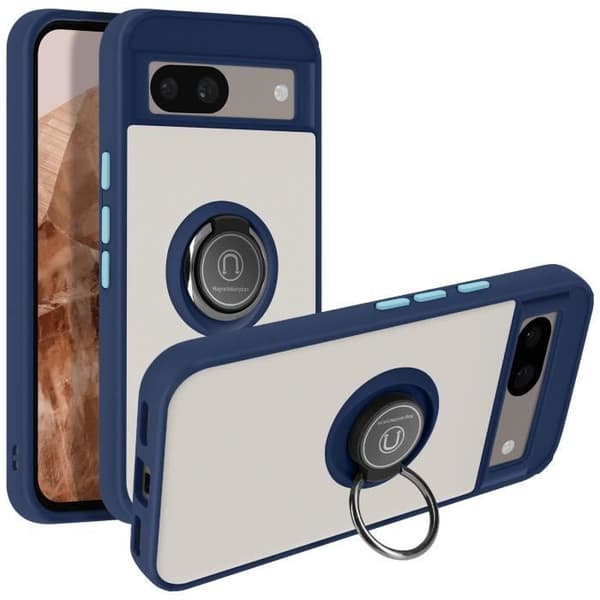 Fodral för Google Pixel 8A - AVIZAR - Metal Ring Video Support - Blå