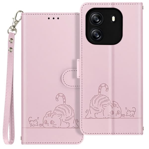 Fodral för Blackview Wave 6C Cat Pattern Flip Wallet och Stand Powder Pink